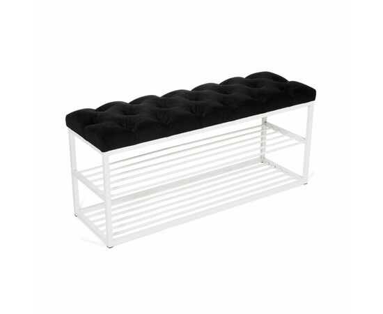 Обувница SHADO ТК36 черная, Цвет обивки: Черный, Цвет каркаса: белый | Интернет магазин мебели и декора LifeDekor