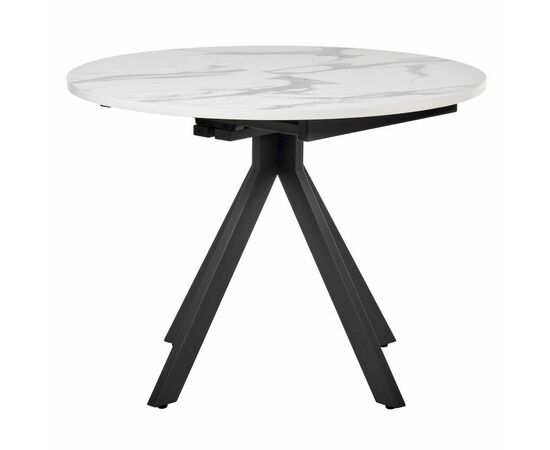 Стол Rudolf круглый раскладной 100-130x100x75см, белый мрамор, чёрный, изображение 3 | Интернет магазин мебели и декора LifeDekor