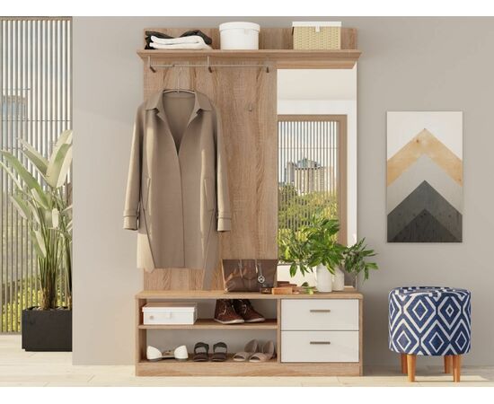 Прихожая «Диоген», Дуб сонома/белый, изображение 2 | Интернет магазин мебели и декора LifeDekor
