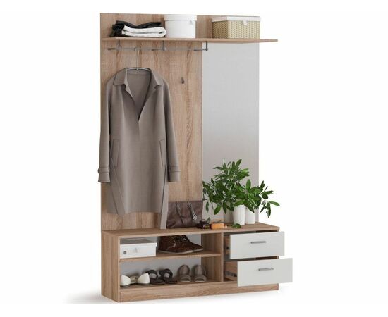 Прихожая «Диоген», Дуб сонома/белый, изображение 4 | Интернет магазин мебели и декора LifeDekor