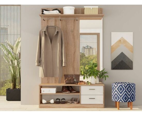 Прихожая «Диоген», Дуб сонома/белый | Интернет магазин мебели и декора LifeDekor