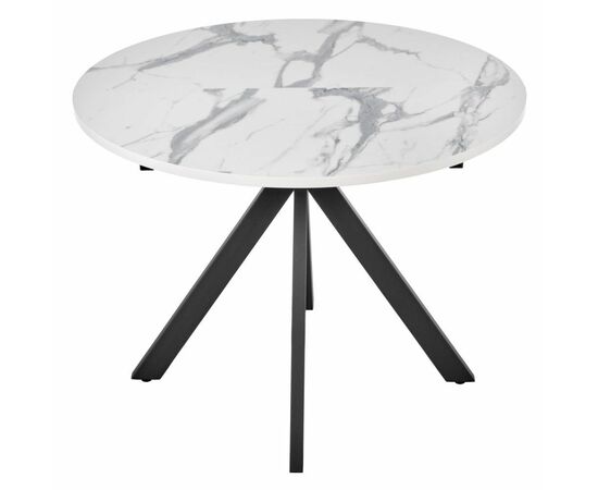 Стол Rudolf круглый раскладной 100-130x100x75см, белый мрамор, чёрный | Интернет магазин мебели и декора LifeDekor
