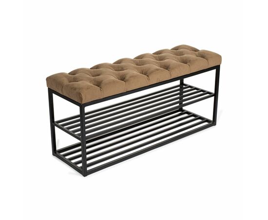 Обувница SHADO ТК36 черная с коричневой обивкой, Цвет обивки: коричневый, Цвет каркаса: черный | Интернет магазин мебели и декора LifeDekor