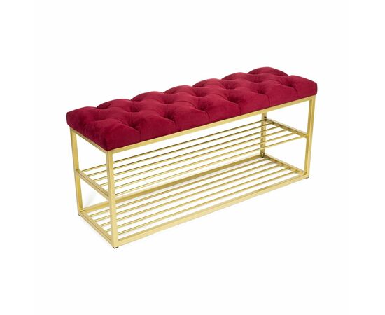 Обувница SHADO ТК36 черная с красной обивкой, Цвет обивки: красный, Цвет каркаса: Золотой | Интернет магазин мебели и декора LifeDekor