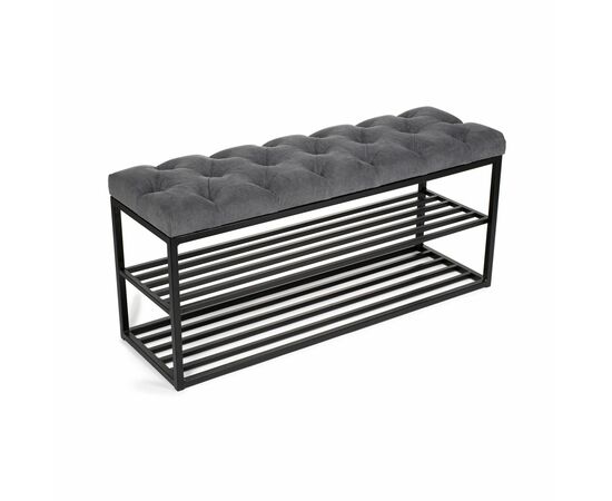 Обувница SHADO ТК36 черная с серой обивкой, Цвет обивки: серый, Цвет каркаса: черный | Интернет магазин мебели и декора LifeDekor