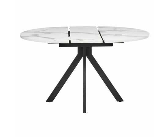 Стол Rudolf круглый раскладной 100-130x100x75см, белый мрамор, чёрный, изображение 7 | Интернет магазин мебели и декора LifeDekor