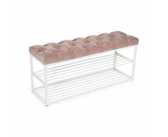 Обувница SHADO ТК36 черная с обивкой пыльная роза, Цвет обивки: Пыльная роза, Цвет каркаса: белый | Интернет магазин мебели и декора LifeDekor