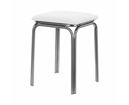 Табурет для кухни Shado 01 №5 хром 3002, Цвет обивки: белый, Цвет каркаса: хром | Интернет магазин мебели и декора LifeDekor