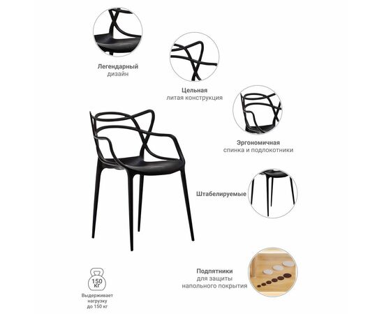 Стул Masters чёрный, Цвет: Черный, изображение 16 | Интернет магазин мебели и декора LifeDekor