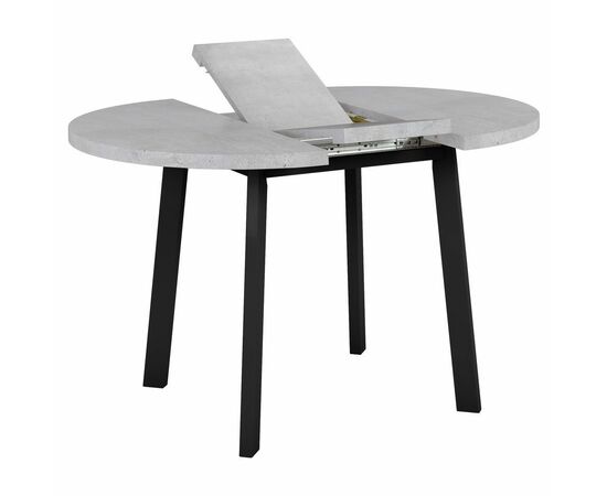 Стол Next круглый раскладной 90-120x90x76,5см, Бетон Лайт, чёрный, изображение 2 | Интернет магазин мебели и декора LifeDekor