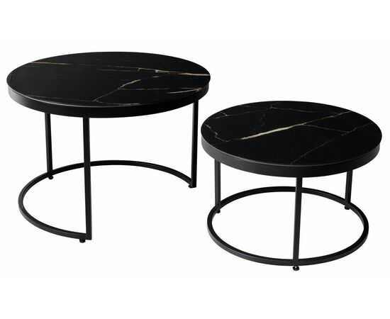 Журнальный стол Эрвин (комплект) Обсидиан, стекло/ черный каркас, M-city, изображение 2 | Интернет магазин мебели и декора LifeDekor