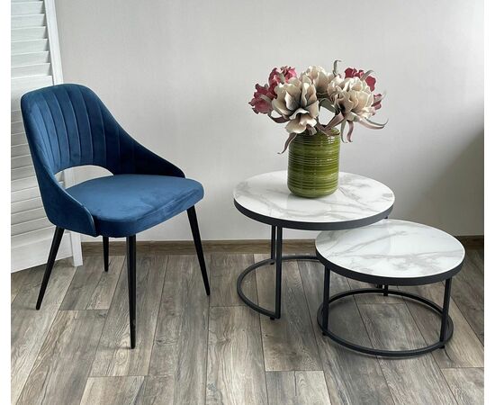 Журнальный столик Эрвин (комплект) Белый мрамор, стекло/ каркас графит, изображение 4 | Интернет магазин мебели и декора LifeDekor