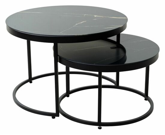 Журнальный стол Эрвин (комплект) Обсидиан, стекло/ черный каркас, M-city, изображение 3 | Интернет магазин мебели и декора LifeDekor