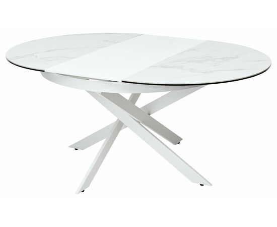 Стол TRENTO 120 HIGH GLOSS STATUARIO Белый мрамор глянцевый, керамика/ белый каркас М-City, изображение 7 | Интернет магазин мебели и декора LifeDekor