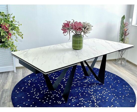 Стол RIETI 200 KL-99 Белый мрамор матовый, итальянская керамика / черный каркас М-City, изображение 3 | Интернет магазин мебели и декора LifeDekor