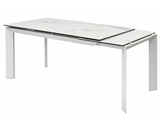 Стол CREMONA 140 HIGH GLOSS STATUARIO Белый мрамор глянцевый, керамика/ белый каркас М-City, изображение 7 | Интернет магазин мебели и декора LifeDekor