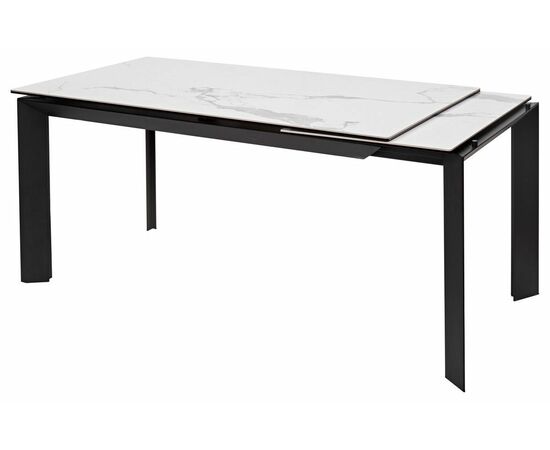 Стол CREMONA 140 HIGH GLOSS STATUARIO Белый мрамор глянцевый, керамика/ черный каркас М-City, изображение 3 | Интернет магазин мебели и декора LifeDekor