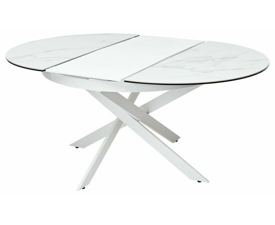 Стол TRENTO 120 HIGH GLOSS STATUARIO Белый мрамор глянцевый, керамика/ белый каркас М-City, изображение 5 | Интернет магазин мебели и декора LifeDekor