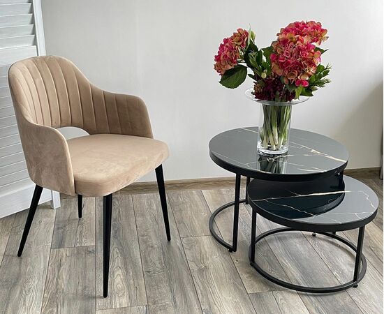 Журнальный стол Эрвин (комплект) Обсидиан, стекло/ черный каркас, M-city, изображение 4 | Интернет магазин мебели и декора LifeDekor