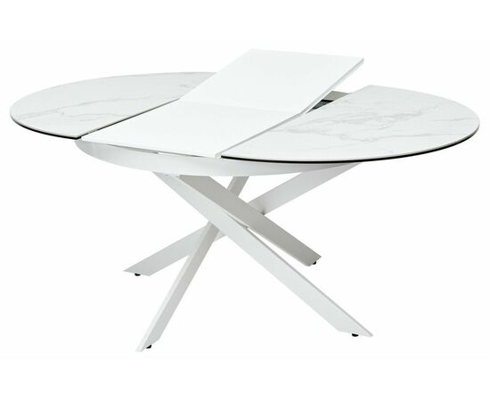 Стол TRENTO 120 HIGH GLOSS STATUARIO Белый мрамор глянцевый, керамика/ белый каркас М-City, изображение 6 | Интернет магазин мебели и декора LifeDekor