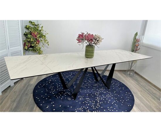 Стол RIETI 200 KL-99 Белый мрамор матовый, итальянская керамика / черный каркас М-City, изображение 4 | Интернет магазин мебели и декора LifeDekor