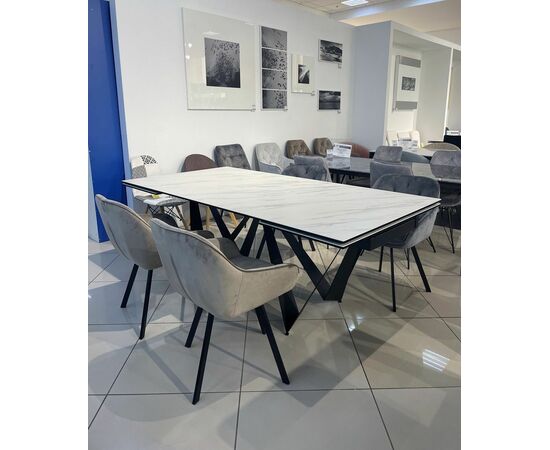 Стол RIETI 200 KL-99 Белый мрамор матовый, итальянская керамика / черный каркас М-City, изображение 2 | Интернет магазин мебели и декора LifeDekor