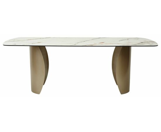 Стол BRONTE 220 KL-188 Контрастный мрамор матовый, итальянская керамика/ каркас цвета шампань М-City, изображение 3 | Интернет магазин мебели и декора LifeDekor