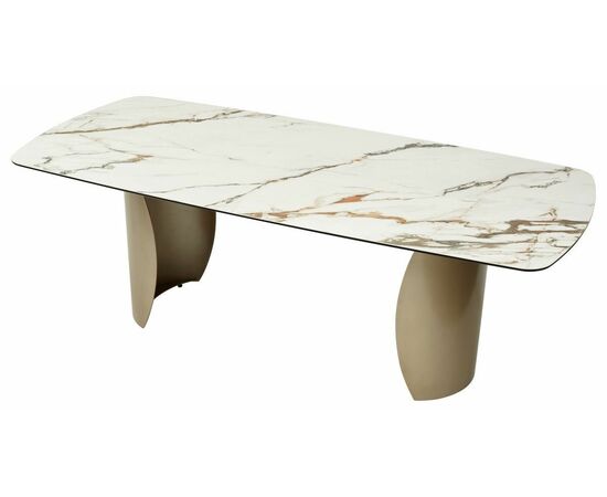 Стол BRONTE 220 KL-188 Контрастный мрамор матовый, итальянская керамика/ каркас цвета шампань М-City, изображение 4 | Интернет магазин мебели и декора LifeDekor