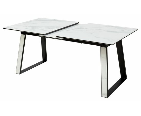 Стол Франк 160 БЕЛЫЙ МРАМОР, стекло / ЧЕРНЫЙ-БЕЛЫЙ МРАМОР, М-City, изображение 4 | Интернет магазин мебели и декора LifeDekor