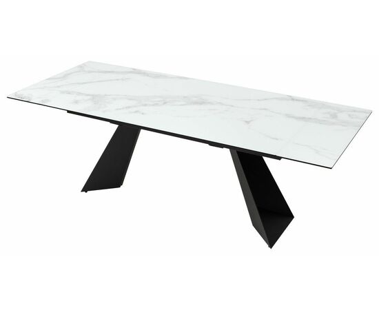 Стол Купер 160 БЕЛЫЙ МРАМОР, черная шагрень, стекло / ЧЕРНЫЙ каркас М-City, изображение 4 | Интернет магазин мебели и декора LifeDekor