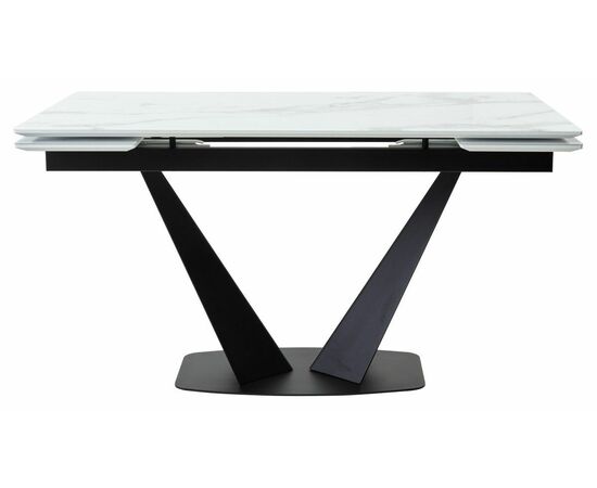 Стол Ниагара 140 БЕЛЫЙ МРАМОР, стекло / ЧЕРНЫЙ, М-City, изображение 2 | Интернет магазин мебели и декора LifeDekor