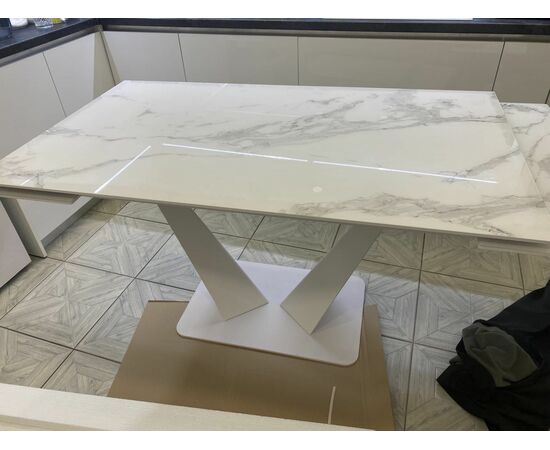 Стол Ниагара 140 БЕЛЫЙ МРАМОР, стекло / БЕЛЫЙ, М-City, изображение 2 | Интернет магазин мебели и декора LifeDekor