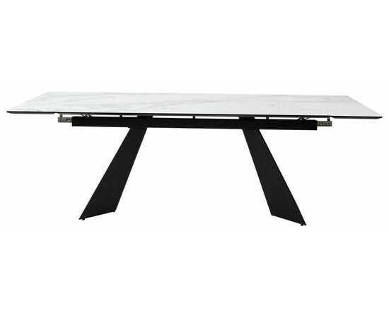 Стол Купер 160 БЕЛЫЙ МРАМОР, черная шагрень, стекло / ЧЕРНЫЙ каркас М-City, изображение 3 | Интернет магазин мебели и декора LifeDekor