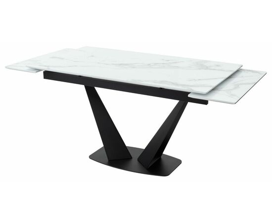 Стол Ниагара 140 БЕЛЫЙ МРАМОР, стекло / ЧЕРНЫЙ, М-City, изображение 5 | Интернет магазин мебели и декора LifeDekor