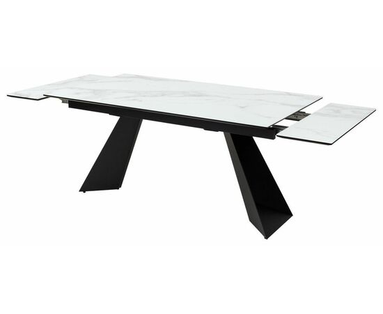 Стол Купер 160 БЕЛЫЙ МРАМОР, черная шагрень, стекло / ЧЕРНЫЙ каркас М-City, изображение 7 | Интернет магазин мебели и декора LifeDekor