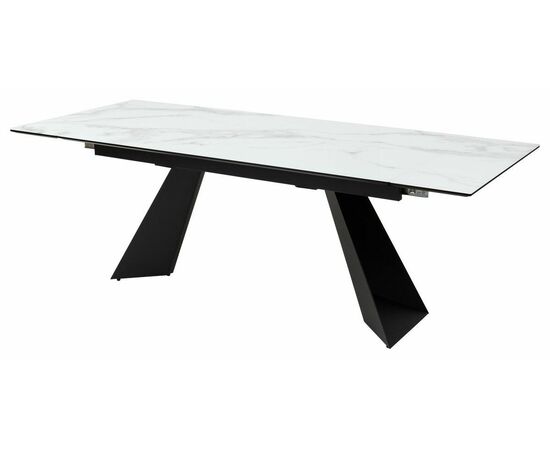 Стол Купер 160 БЕЛЫЙ МРАМОР, черная шагрень, стекло / ЧЕРНЫЙ каркас М-City, изображение 8 | Интернет магазин мебели и декора LifeDekor