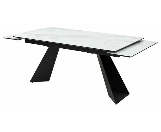 Стол Купер 160 БЕЛЫЙ МРАМОР, черная шагрень, стекло / ЧЕРНЫЙ каркас М-City, изображение 6 | Интернет магазин мебели и декора LifeDekor