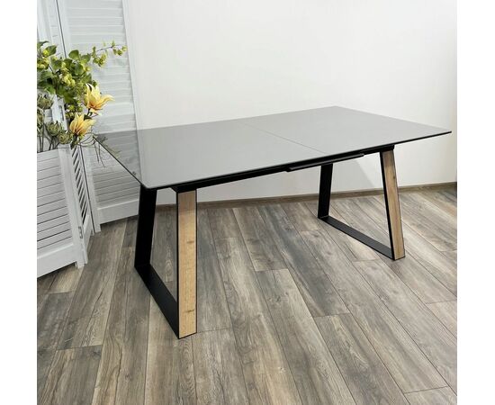 Стол Франк 160 ГРАФИТ, стекло / ДУБ ГАЛИФАКС-ЧЕРНЫЙ, М-City, изображение 2 | Интернет магазин мебели и декора LifeDekor