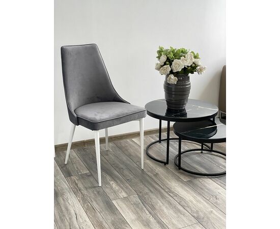 Стул NEPAL-P СЕРЫЙ #27, велюр/ белый каркас М-City, изображение 2 | Интернет магазин мебели и декора LifeDekor