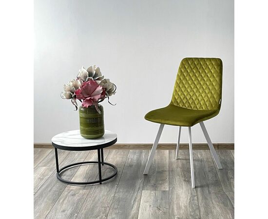 Стул DAIQUIRI BLUVEL-75 OLIVA / белый каркас, велюр М-City, изображение 2 | Интернет магазин мебели и декора LifeDekor