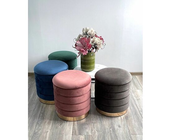 Пуф для гостиной ФРЕД зеленый #19, велюр / золотой каркас М-City, изображение 2 | Интернет магазин мебели и декора LifeDekor