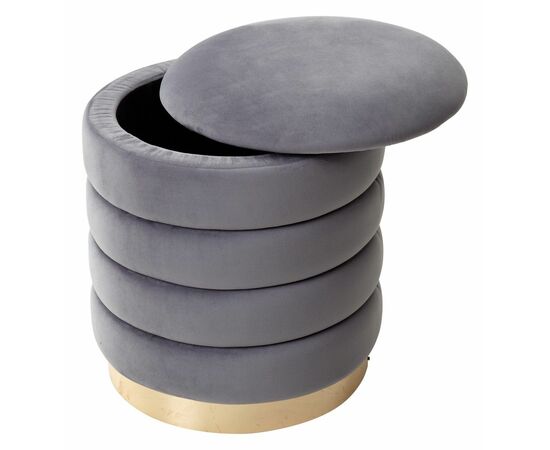 Пуф для гостиной ФРЕД серый #27, велюр / золотой каркас М-City, изображение 3 | Интернет магазин мебели и декора LifeDekor