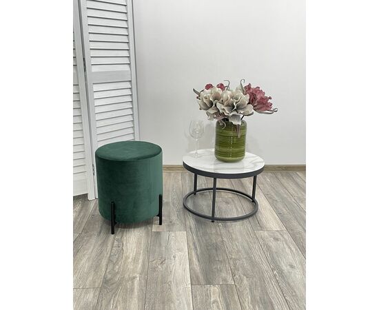 Пуф для гостиной ФЕЛИКС круглый зеленый #19, велюр / черный каркас М-City, изображение 2 | Интернет магазин мебели и декора LifeDekor