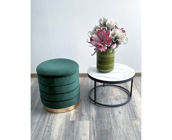 Пуф для гостиной ФРЕД зеленый #19, велюр / золотой каркас М-City, изображение 3 | Интернет магазин мебели и декора LifeDekor