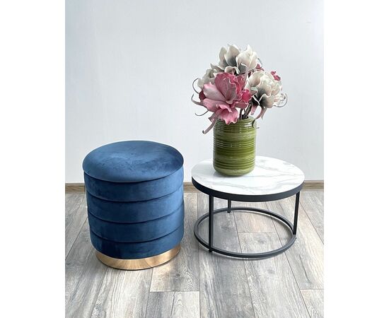 Пуф для гостиной ФРЕД синий #29, велюр / золотой каркас М-City, изображение 3 | Интернет магазин мебели и декора LifeDekor