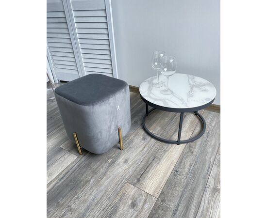 Пуф для гостиной ARES BLUVEL-14 GREY / GOLD М-City, изображение 2 | Интернет магазин мебели и декора LifeDekor