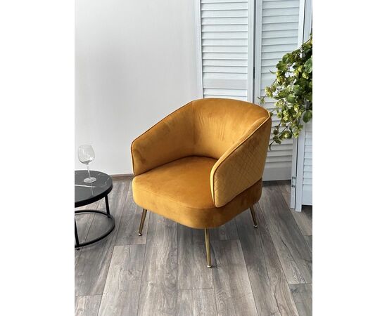 Кресло MUSSELS BLUVEL-68 желтый, велюр / золотой каркас М-City, изображение 5 | Интернет магазин мебели и декора LifeDekor