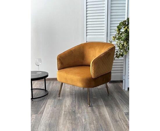 Кресло MUSSELS BLUVEL-68 желтый, велюр / золотой каркас М-City, изображение 4 | Интернет магазин мебели и декора LifeDekor