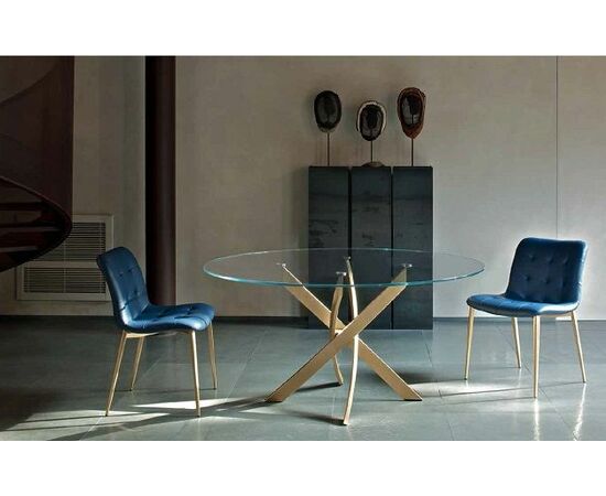 Стол BARONE (01.92) G093 хром/С150 э-бел. гл. стекло, L021алюм.вставка, изображение 2 | Интернет магазин мебели и декора LifeDekor