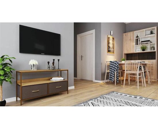 Комод Локи 2 ящика (каркас Коричневый/Бежевый/Светло-коричневый, Темно-коричневый), изображение 7 | Интернет магазин мебели и декора LifeDekor